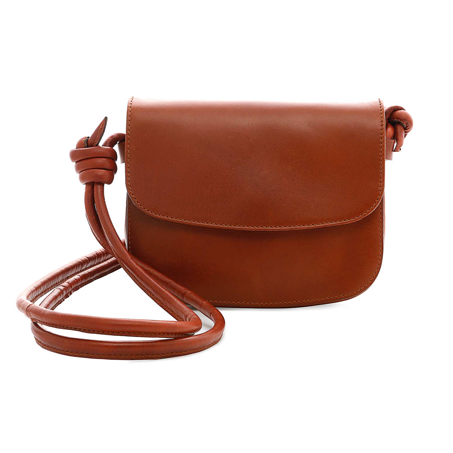 La Portegna  Lucia Mini Tabaco Leather Handbag