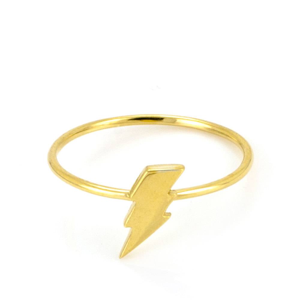 Laura Gravestock Gold Dainty Lightning Stacking Ring