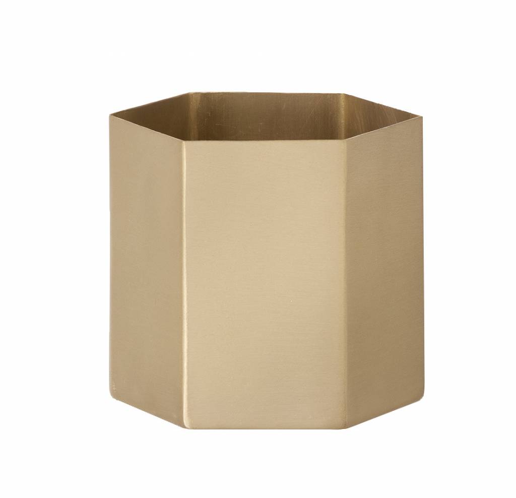 Ferm Living Large Brass Hexagon Pot