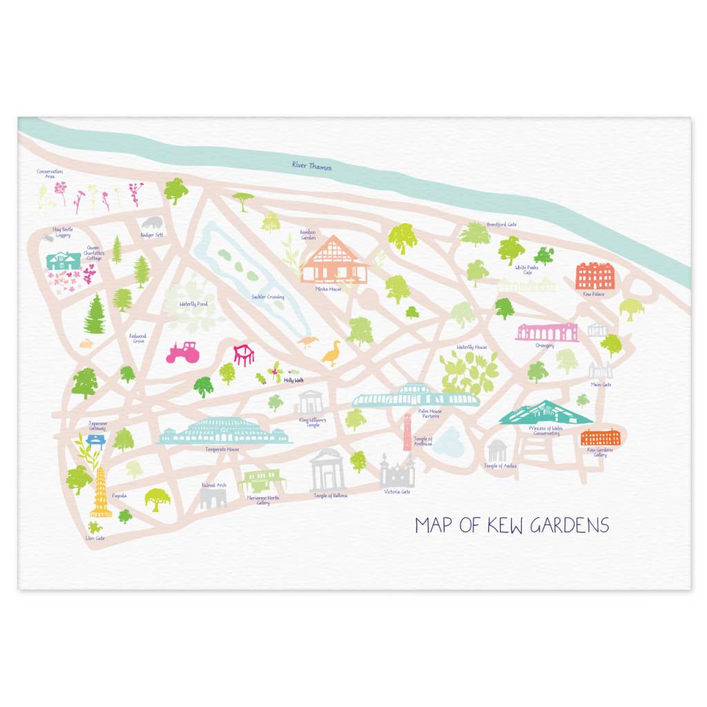 Holly Francesca Map Of Royal Botanic Kew Gardens A3 Print