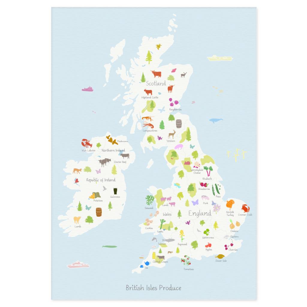 Holly Francesca Map Of British Isles Produce A3 Print