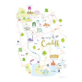 Trouva: Map Of Cardiff A3 Print