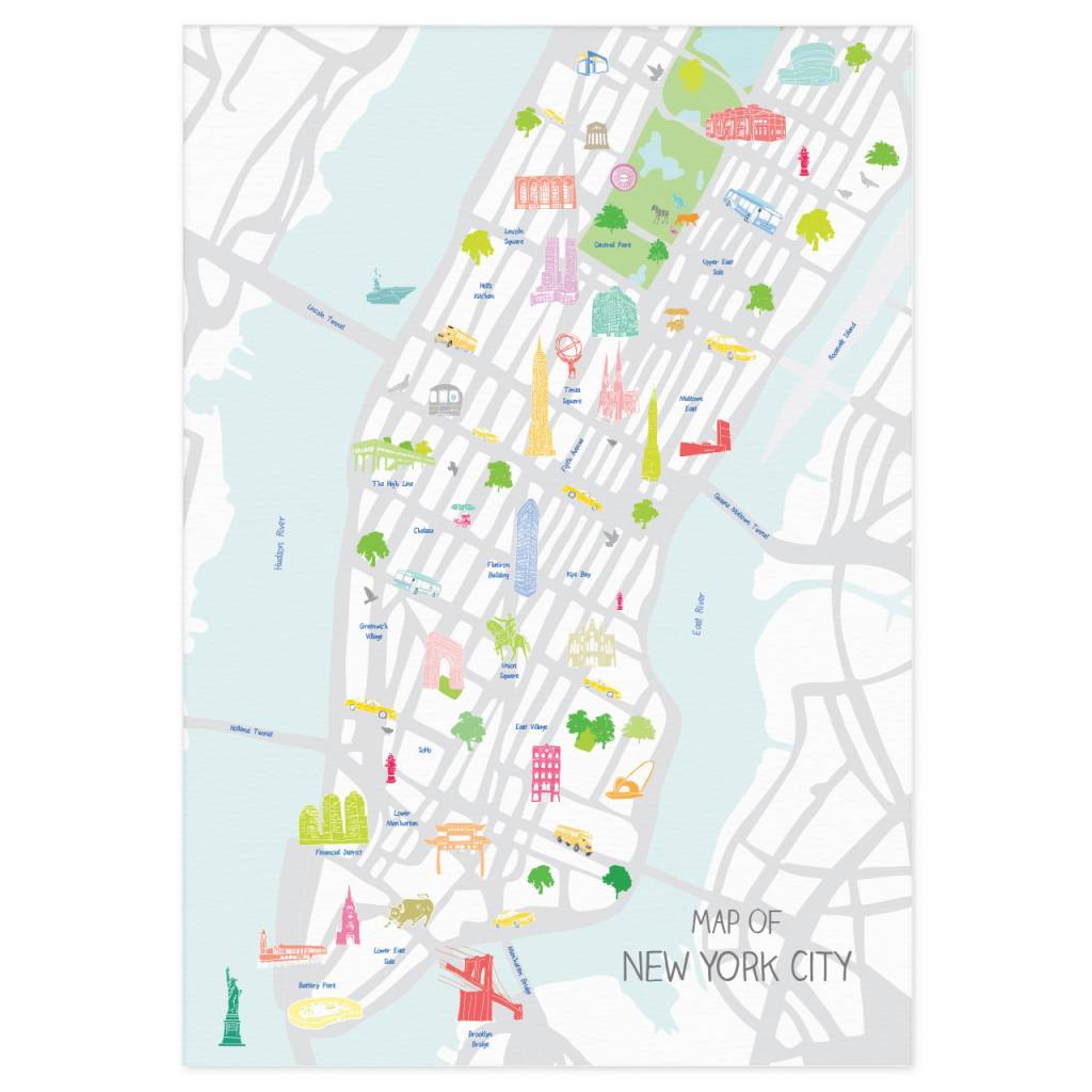 Holly Francesca Map Of New York City A3 Print