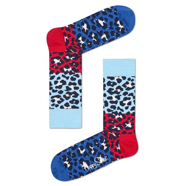 Happy Socks  Blue Red Block Leopard Socks