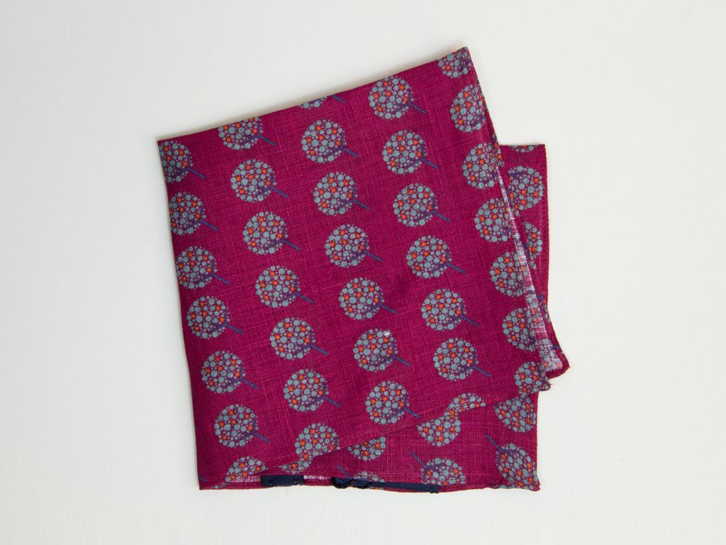 40 Colori Apple Tree Printed Linen Pocket Square