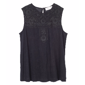 Trouva: Indi & Cold Embroidered Sleeveless Top In Black