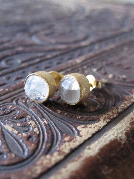 CollardManson Gold Plated Moonstone Brushed Stud Earrings