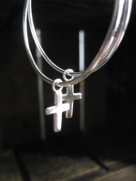 CollardManson 925 Silver Cross Hoop Earrings