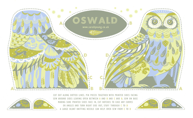 Sarah Young Oswald The Owl Tea Towel