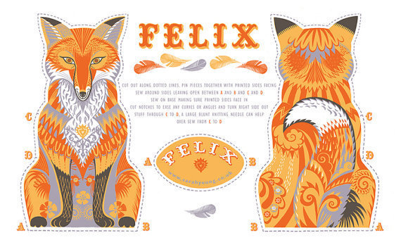 Sarah Young Felix The Fox Tea Towel