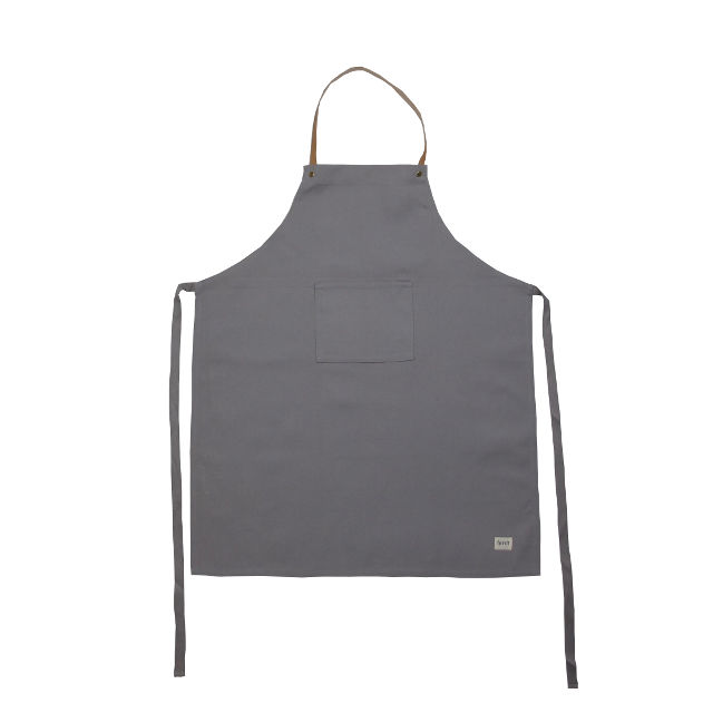 Ferm Living Grey Organic Cotton & Leather Apron