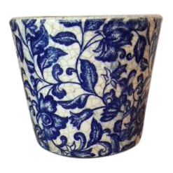 Grand Illusions Blue And White Terracotta Pot