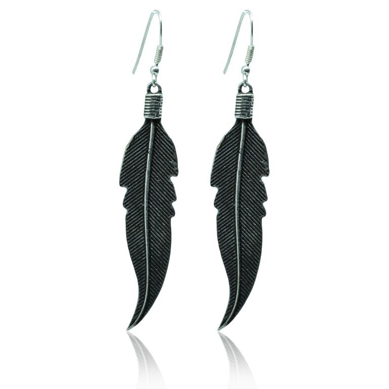 CollardManson Silver Feather Earrings