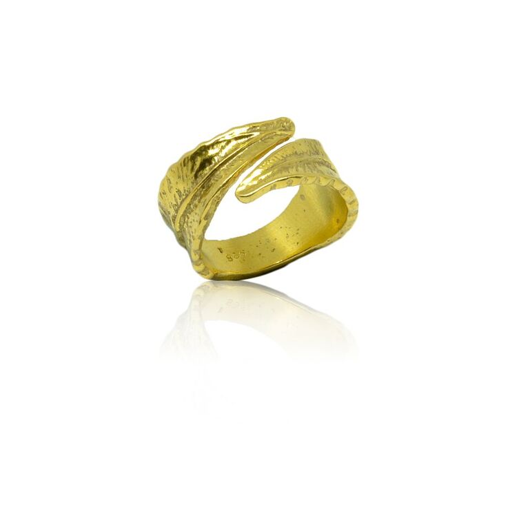 silver jewellery Gold Plated Leaf Ring