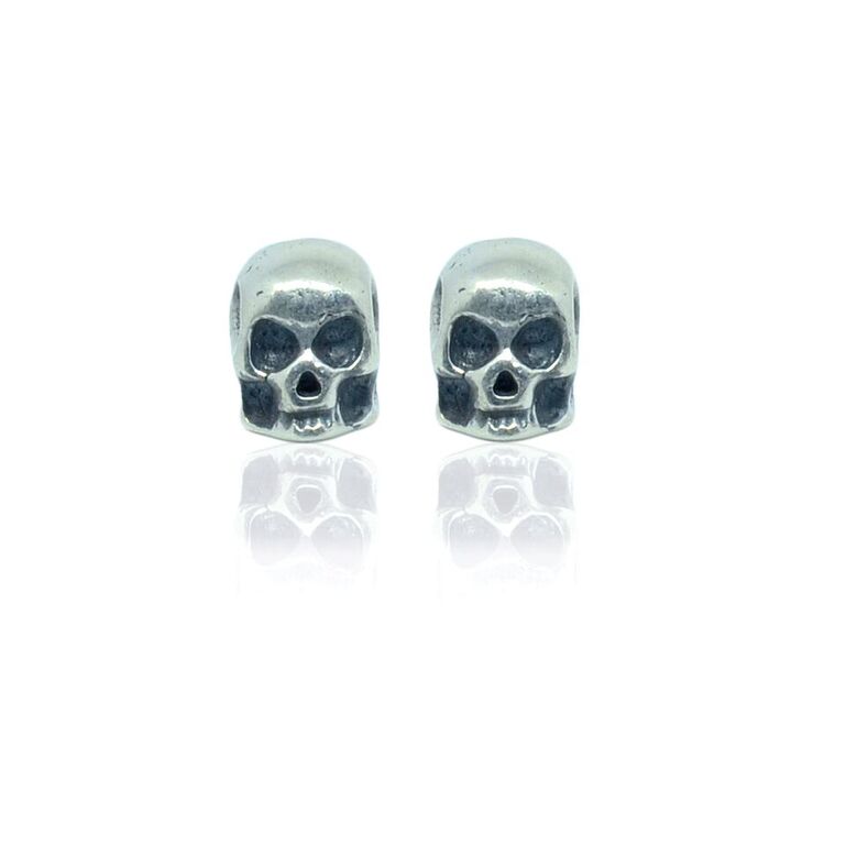 CollardManson Shiny Silver Skull Stud Earrings