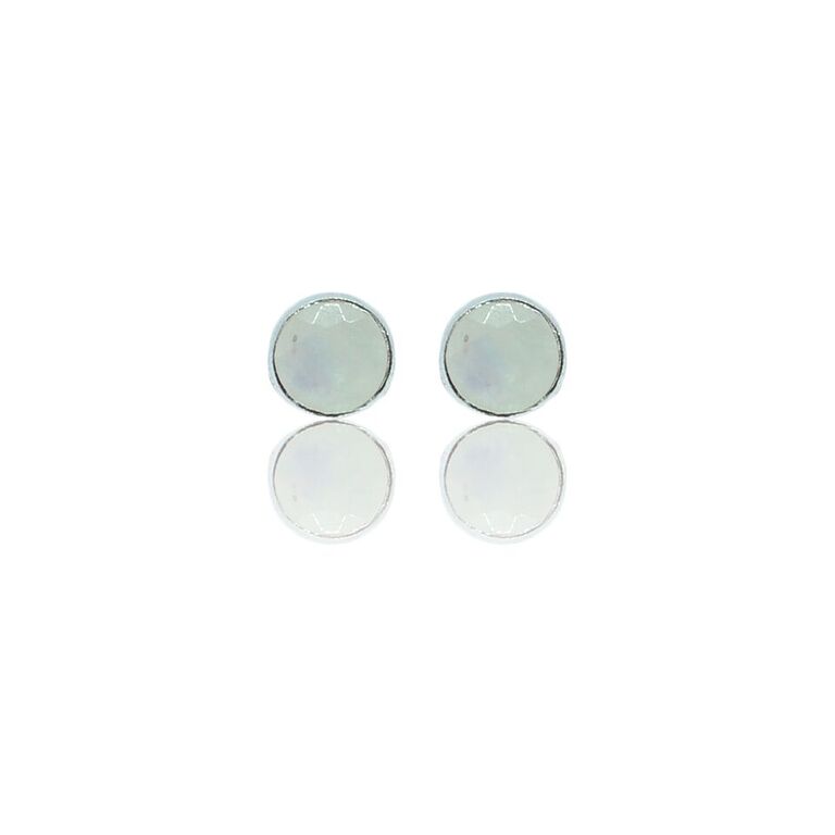 CollardManson Silver Moonstone Brushed Stud Earrings