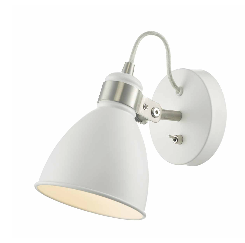 Där Lighting White & Satin Chrome Frederick Wall Light