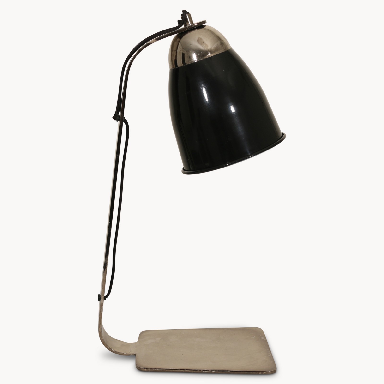 One world trading Willowmore Nickel Table Lamp With Black Glass Shade