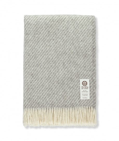 Cuemars Grey Stripe Pure Wool Throw