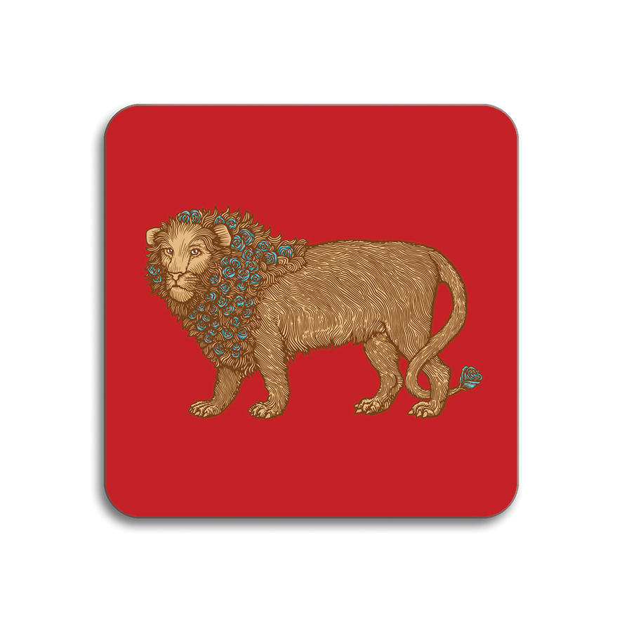 Avenida Home Red Animaux Lion Coaster