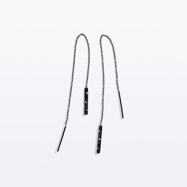 Baumgarten Di Marco Black Rhodium Oblong Chain Earrings