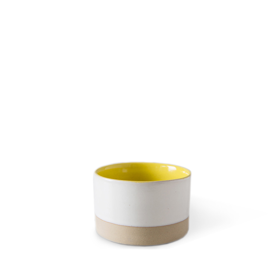 Mini White & Canary Yellow Round Bowl 