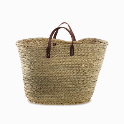 Nkuku Natural Woven With Leather Handles Basket