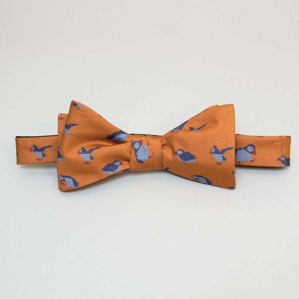 40 Colori Puffins Printed Silk Butterfly Bow Tie