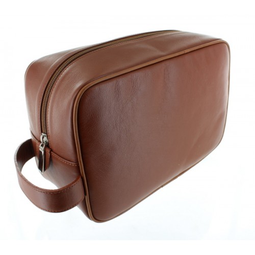 D. R. Harris Large Leather Wash Bag - Tan