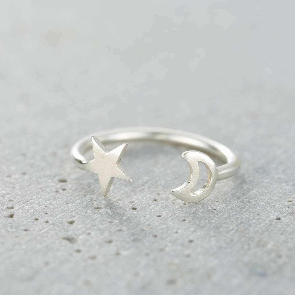 Posh Totty Designs Moon & Star Sterling Silver Open Ring