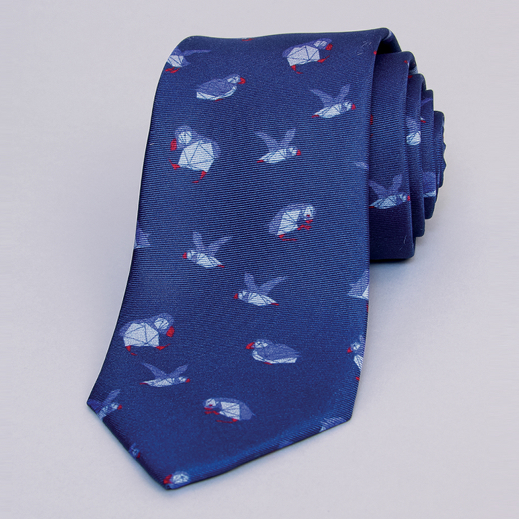 40 Colori Puffins Printed Silk Tie