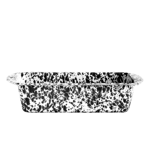 Crow Canyon Home Black Marble Splatter Enamel Loaf Pan 