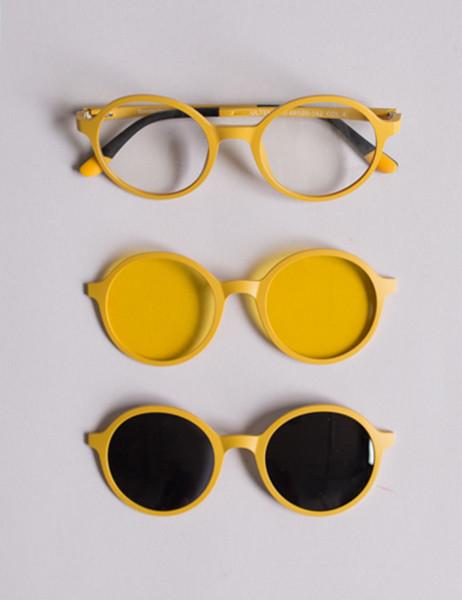Goodordering Mustard Yellow  3 in 1 Multi Magnetic Lens Glasses 
