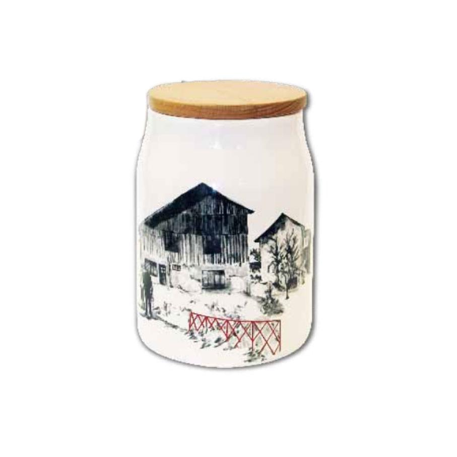 Angel des Montagnes Megeve White Ceramic Alpine Chalet Storage Jar