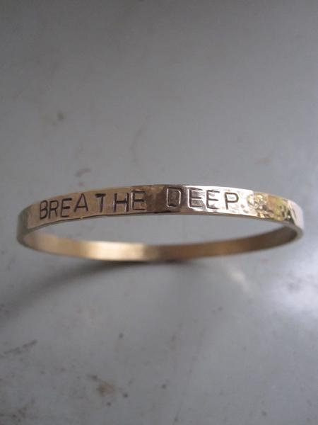 Window Dressing The Soul Breathe Deep Sheffield Silver Gold Plated Hand Hammered Bangle 