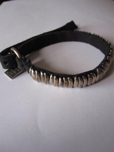 Goti 925 Oxidised Silver And Leather Bracelet 