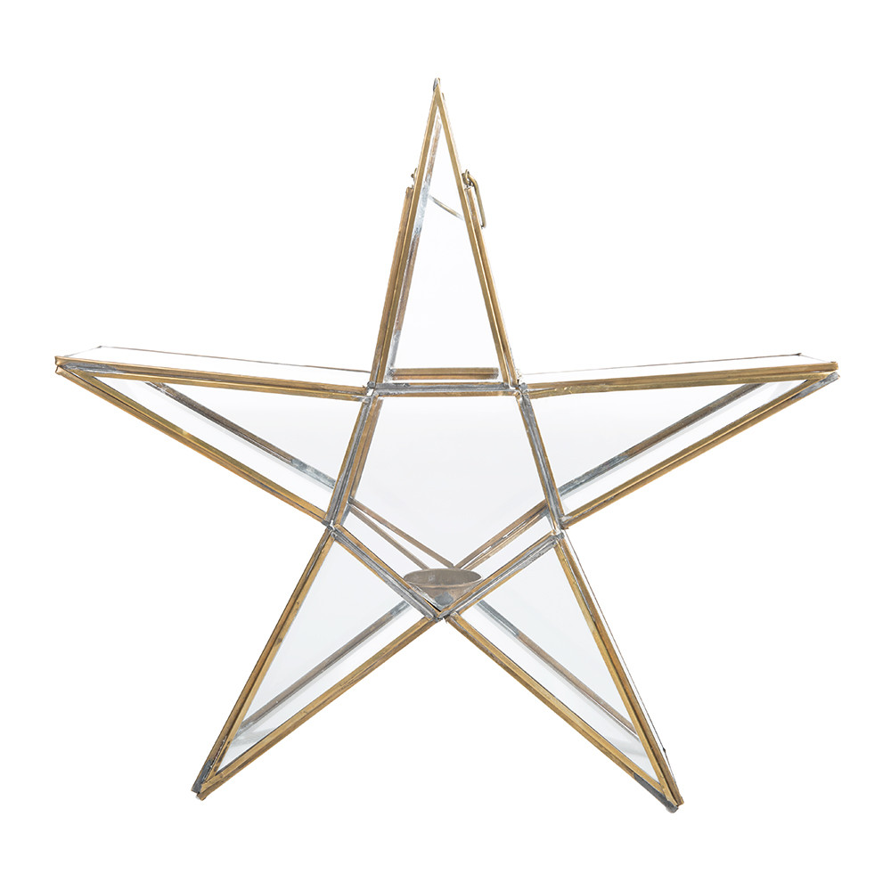 Nkuku Small Brass Sanwi Standing Star T-Light Holder