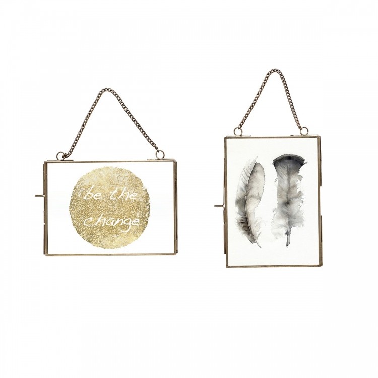 Hubsch Set of 2 Photo Frames With Matching Chain 