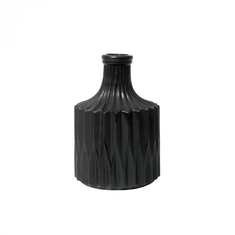 Accessories for the Home Black Grooved Vase