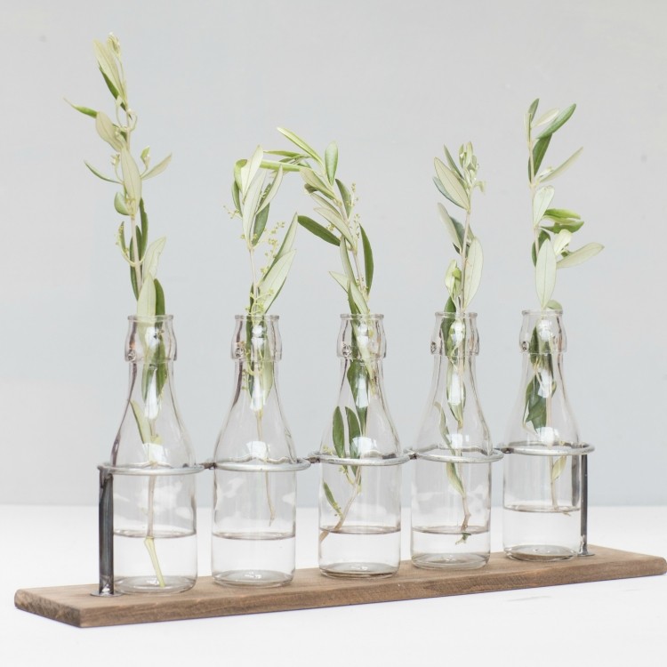 Accessories for the Home 5 Bud Bottles With Wire Frame Decor