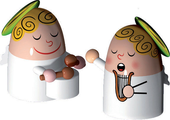 Alessi Angels Band  Drum & Harp Porcelain Figures  