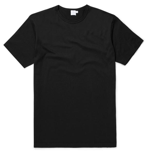 Sunspel Black Q8 Short Sleeve Crew Neck Shirt