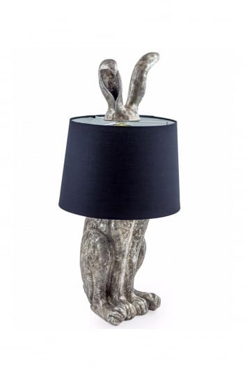 The Home Collection Antique Silver Rabbit Ears Lamp With Black Shade
