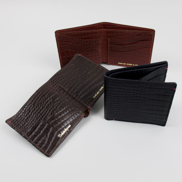 Taylor Kent Leather Wallet With Crocodile Grain