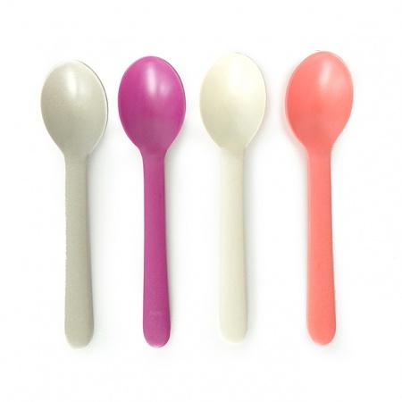 ANNUAL STORE Small Fuchsia Coral Stone White Set Of 4 Bambino Spoons