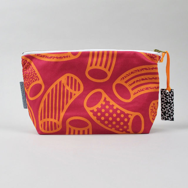 Mustard Ivy  Large Orange/pink Graphic  Screen Printed Pouch 