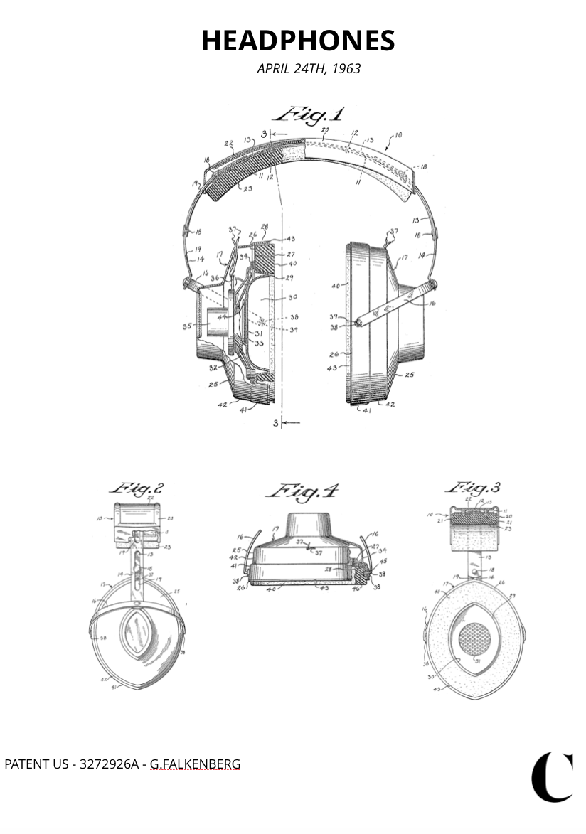 Cuemars Headphone Patent Print