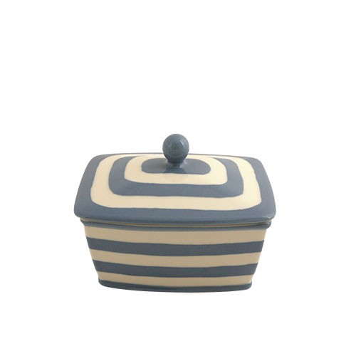 Fairmont & Main Blue & White Stripe Butter Dish 