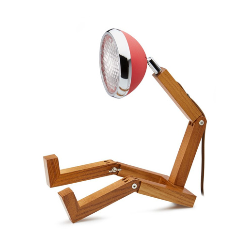 Mr. Wattson Red & Wood Table Lamp