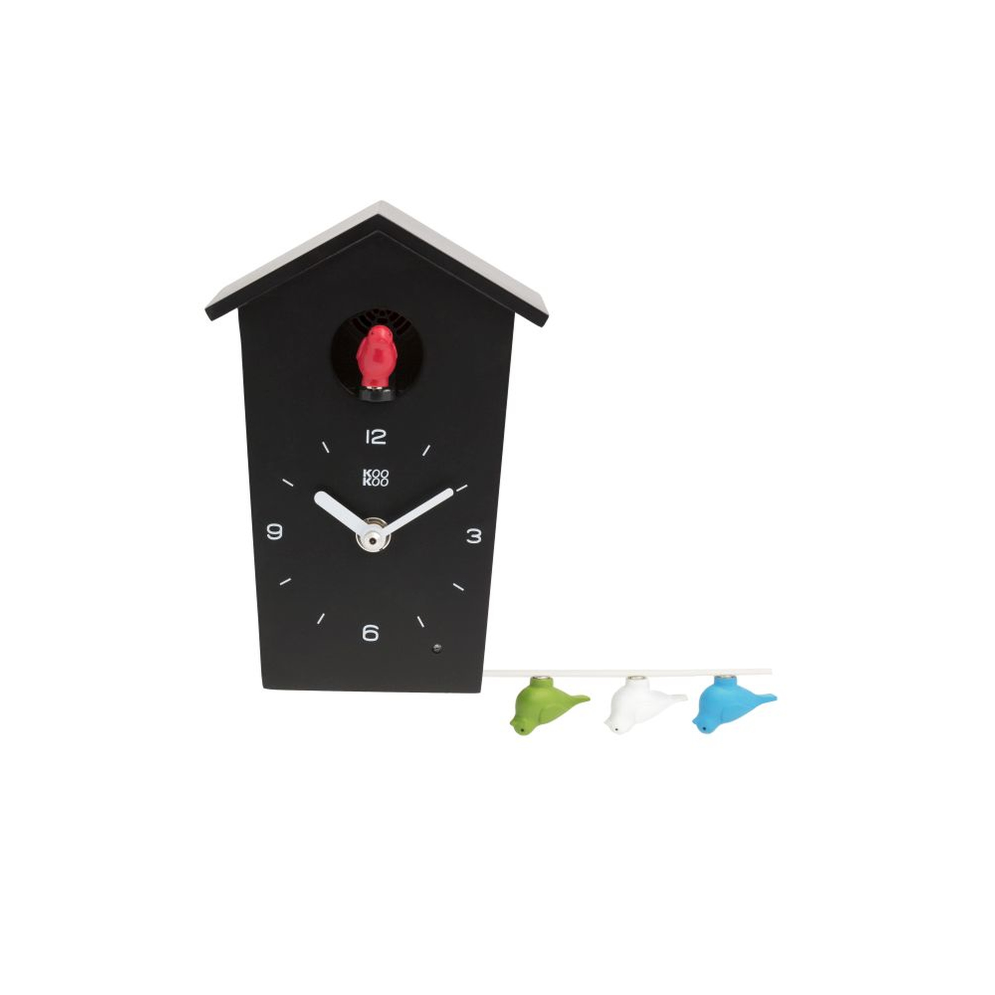 KooKoo Black Mini Bird House Wall Clock